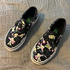 Vans Black Slip-On Shoes with Buzz Lightyear Design - NEW